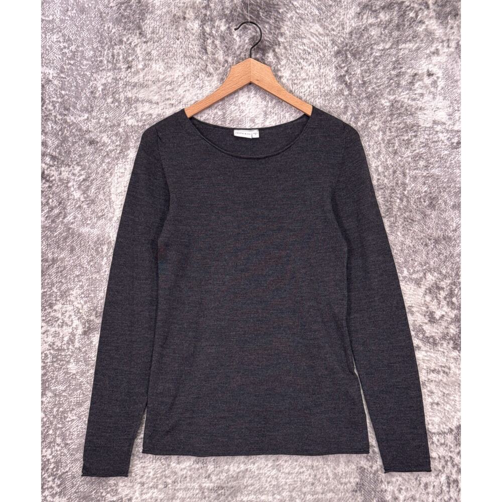 Celtic & Co Sweater XS Womens Gray Merino Wool Knit Long Sleeve Pullover